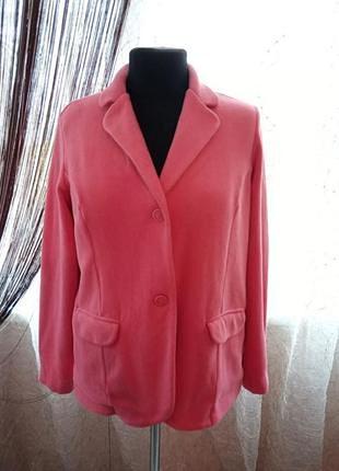 Мягкий яркий сочный теплый пиджак, жакет, флис, lands' end