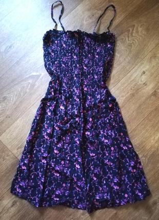 Сукня жіноча сарафан на бретельках бавовна сарафан платье женский летний хлопок в цветочек h&m фиолетовый платье1 фото