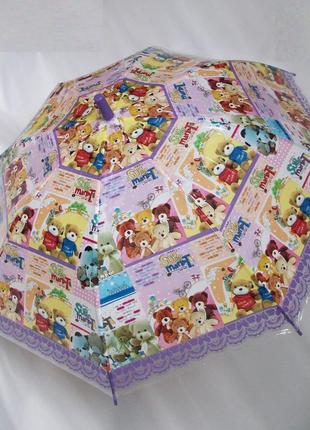 Прозрачный зонтик с ярким рисунком для девочки1 фото