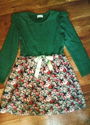 Платье зеленое, платье в школу, детский сад. 130 см.