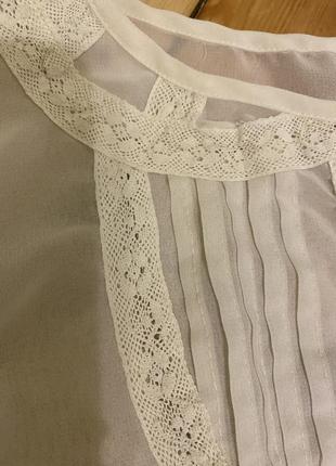 Блузка белая рубашка беж кружево епископ рукав фонарик3 фото