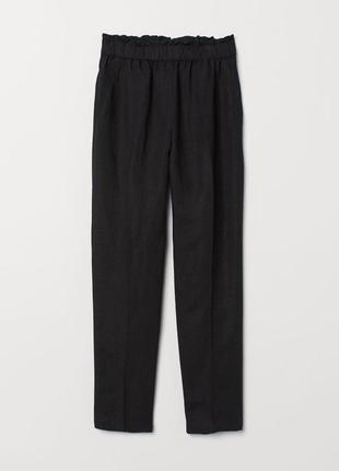 Черные льняные брюки на резинке h&m3 фото