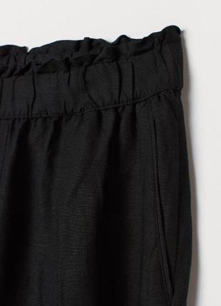 Черные льняные брюки на резинке h&m2 фото