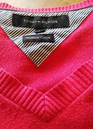 Светр светр, кофта малиновий великий яскравий tommy hilfiger чоловічий жіночий8 фото