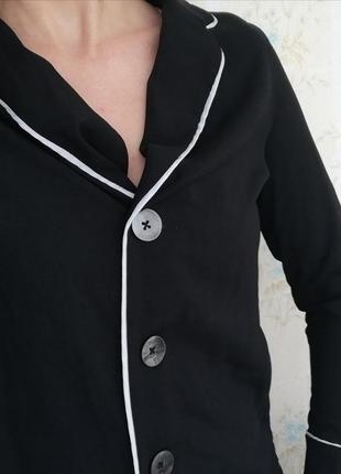 Сорочка кофта блуза жіноча стильна чорна піджак new look в білизняному стилі чорна з білим на гудзиках10 фото
