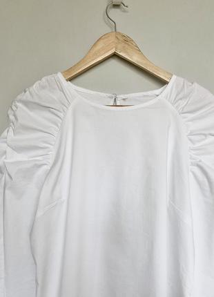 Sale !!! белая блуза с присобранными рукавами , хлопок3 фото