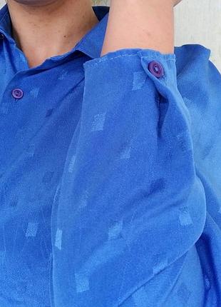 Сорочка голуба легка рубашка блузка блуза голубая кофта женская винтажная голубая длинный рукав5 фото