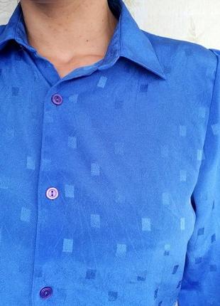 Сорочка голуба легка рубашка блузка блуза голубая кофта женская винтажная голубая длинный рукав3 фото