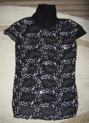 Классная футболка-блуза с пайетками. размер s (украинский – 42)1 фото