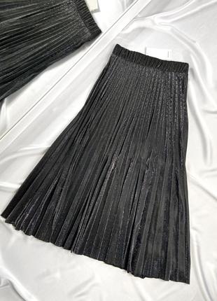 Шикарная золотистая и серебристая плиссированная юбка размер хс, с4 фото