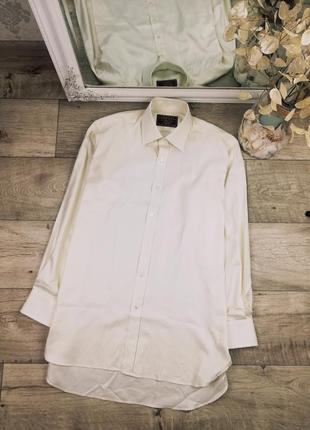 Фірмова шикарна молочного кольору сорочка в гусячу лапку next