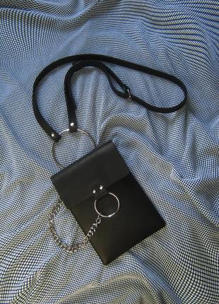 Вертикальная сумочка с кольцами из натуральной кожи , сумочка для телефона, сумочка карман2 фото