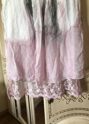 Повітряне шовкове плаття натуральний шовк шовк, мереживо, біле і рожеве5 фото