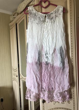 Повітряне шовкове плаття натуральний шовк шовк, мереживо, біле і рожеве2 фото