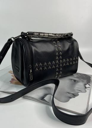 Женская кожаная сумка на и через плечо polina & eiterou жіноча шкіряна сумочка5 фото