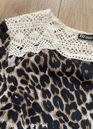 Платье шифон леопард легкое кружево а силуэт прямой крой мини4 фото