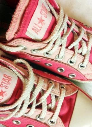 Женские кеды оригинал converse all star розовые кроссовки двойные шнуровка белый носок2 фото