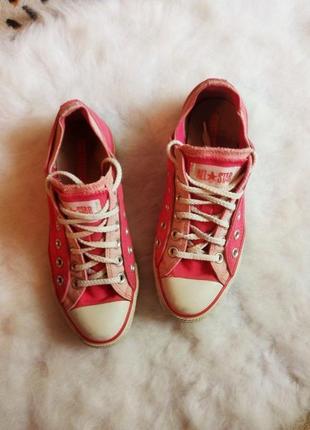 Жіночі кеди оригінал converse all star рожеві кросівки подвійні шнурівка білий носок