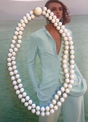 Белые бусы колье намисто винтаж