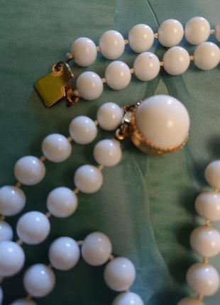 Белые бусы колье намисто винтаж