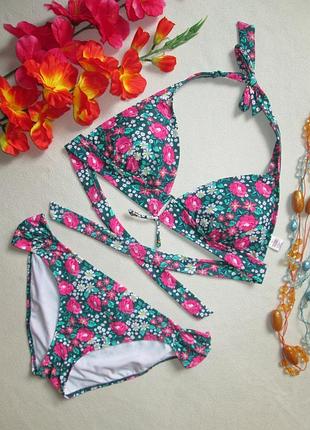 Красивенный раздельный купальник в цветочный принт мильфлер на завязках tu 🌺 👙 🌺