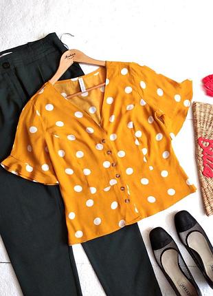 Яркая блуза amisu в горошек, натуральная ткань