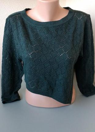 Укороченный асимметричный дизайнерский свитерик мериноcк кеск м