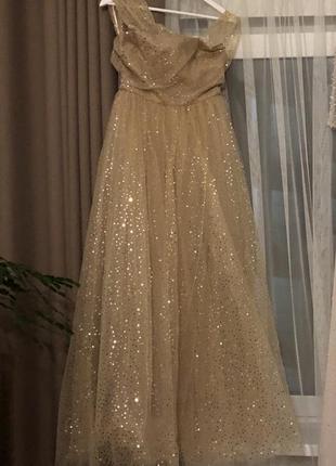 Вечернее платье золотого цвета, 36 размер3 фото