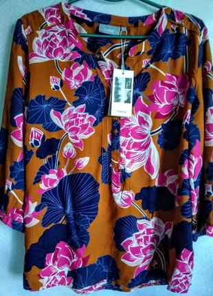 Классная цветочная блуза рубашка на пуговках fransa1 фото