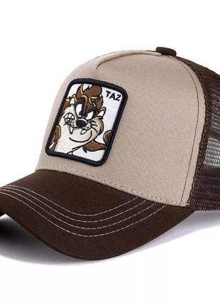 Кепка тракер приключения багз банни,  looney tunes с сеточкой тасманский дьявол (серый)