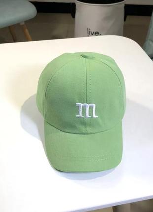 Детская кепка бейсболка m&m's (эмемдемс) с гнутым козырьком зеленая