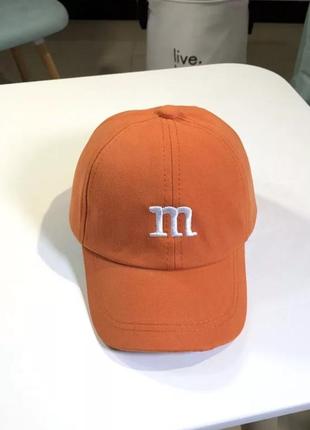 Детская кепка бейсболка m&m's (эмемдемс) с гнутым козырьком оранжевая