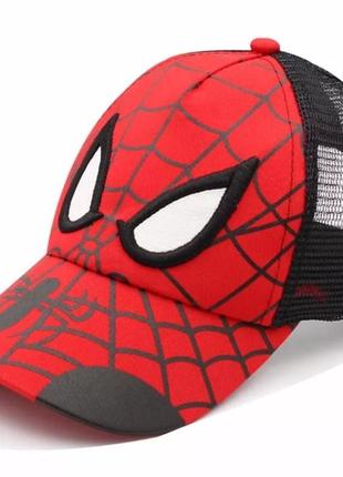Детская кепка тракер человек паук (spider man) с сеточкой, унисекс черная