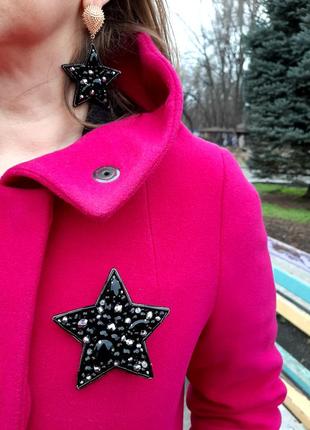 Дизайнерские серьги звезда черная hand made ручная работа