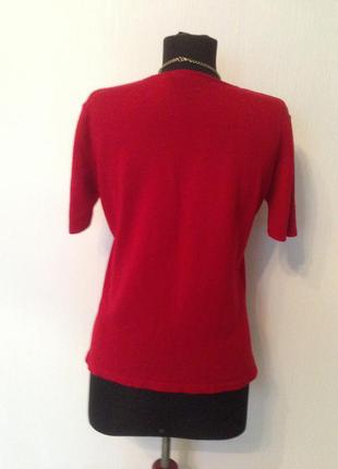 Базовый красный джемпер, свитер, кофта. 100% шерсть.3 фото