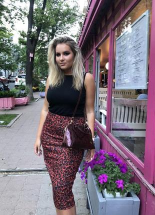 Юбка леопардовая зара zara красная