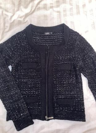 Кардиган с блестящей нитью чёрный