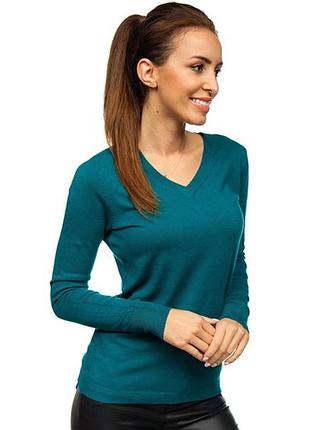 Джемпер бірюзовий з вирізом v