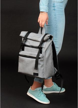 Женский рюкзак серый ролл топ2 фото