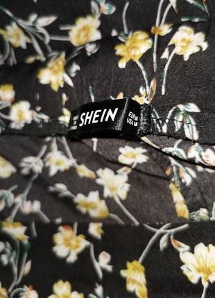 Брюки на резинке штаны высокая посадка прямые летние shein в принт цветы4 фото