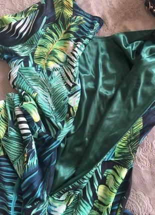 Шикарное платье принт пальмовые листья2 фото