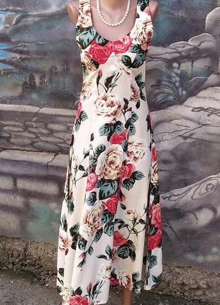 Яркое летнее платье цветочный принт чашечки сарафан1 фото