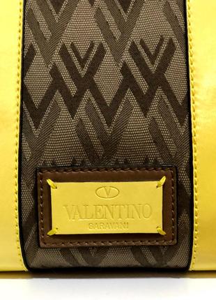 Valentino toile de v leather-trimmed jacquard yellow brown4 фото