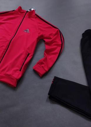 Чоловічий спортивний костюм adidas червоний2 фото