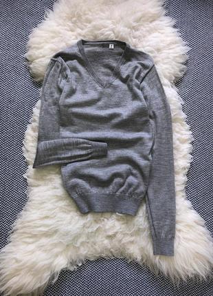 Шерстяной woolmark джемпер шерсть v-вырез кофта свитер вязаный