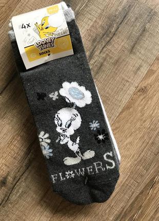 Низкие носочки looney tunes eko-tex 4 шт