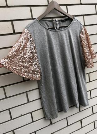 Серая футболка с пайетками большого размера батал george
