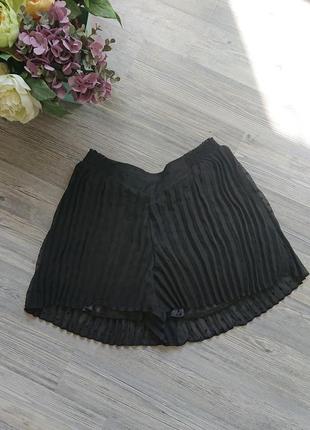 Стильные черные плиссерованные шорты юбка гофре плиссе1 фото