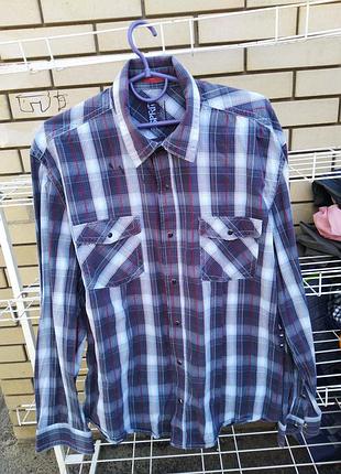 Чоловіча сорочка,на кнопках в клітку l-xl