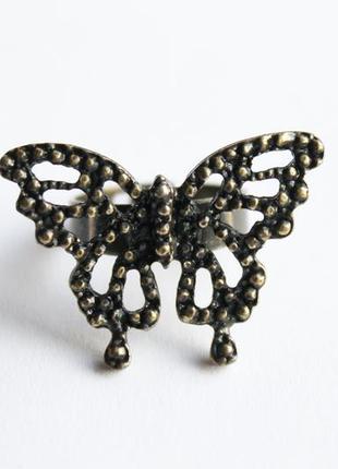 Кольцо бабочка медный сплав античная бронза турция регулируемый размер1 фото